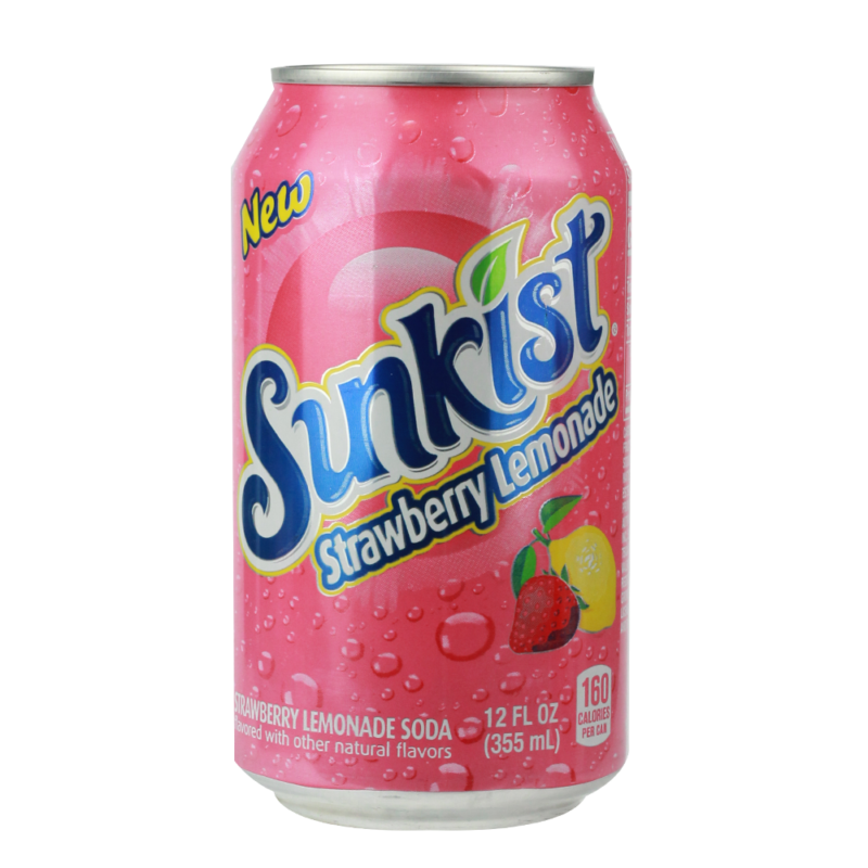 Sunkist Lemonade Strawberry Soda Can - 12 Oz. 2 x 12